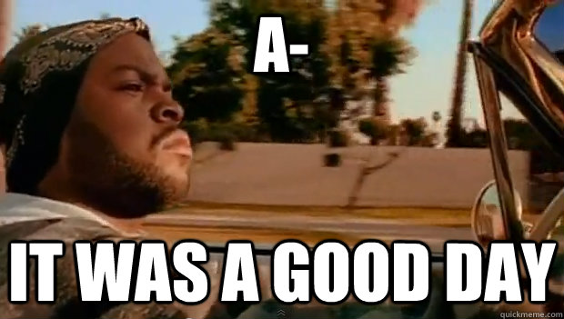 A- IT WAS A GOOD DAY  It was a good day