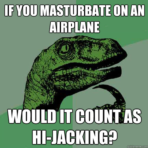 If you masturbate on an airplane Would it Count as Hi-jacking?  Philosoraptor