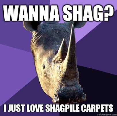 Wanna shag? I just love shagpile carpets  Sexually Oblivious Rhino