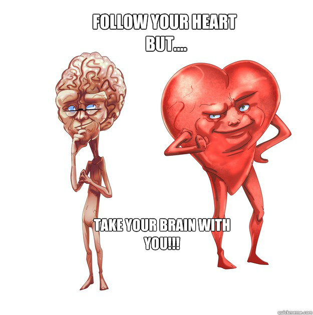 Follow Your Heart
 BUT.... Take your Brain With you!!! - Follow Your Heart
 BUT.... Take your Brain With you!!!  Follow Your Heart! BUT!