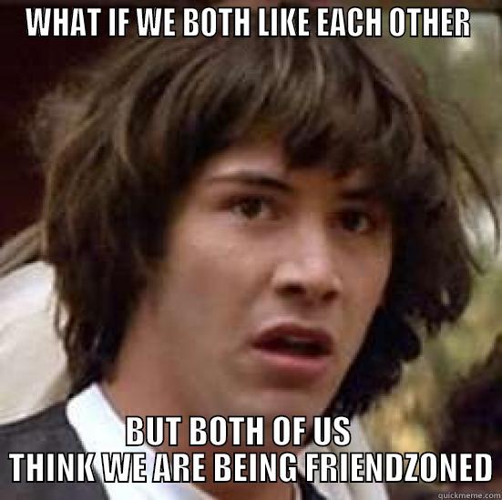 WHAT IF WE BOTH LIKE EACH OTHER                         BUT BOTH OF US                        THINK WE ARE BEING FRIENDZONED conspiracy keanu