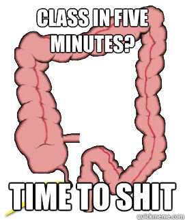 Class In five minutes? Time to shit  Scumbag Bowels
