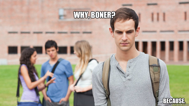 Why, boner? because.  Soul Searching Sophomore