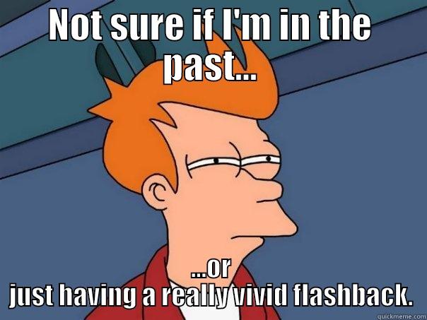 NOT SURE IF I'M IN THE PAST... ...OR JUST HAVING A REALLY VIVID FLASHBACK. Futurama Fry