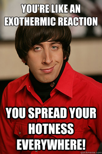 You’re like an exothermic reaction you spread your hotness everywhere!  Howard Wolowitz