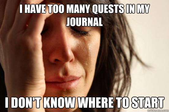 I have too many quests in my journal I don't know where to start  First World Problems