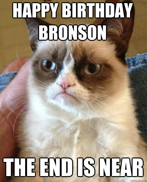 Happy Birthday Bronson THE END IS NEAR  grumpy cat birthday