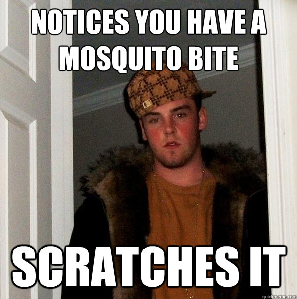 Notices you have a mosquito bite scratches it  Scumbag Steve