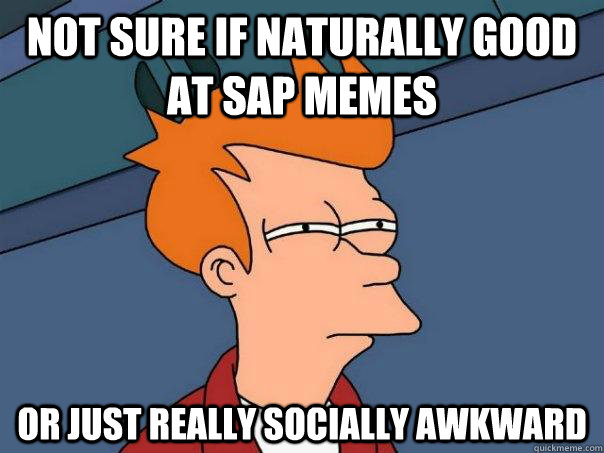 Not sure if naturally good at SAP memes Or just really socially awkward  Futurama Fry