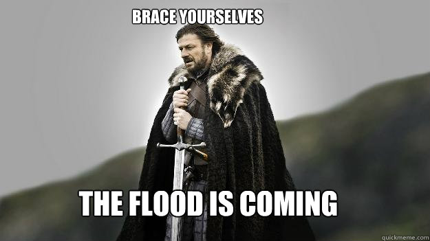 the flood is coming brace yourselves  Ned stark winter is coming