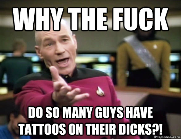 why the fuck do so many guys have tattoos on their dicks?!  Annoyed Picard HD