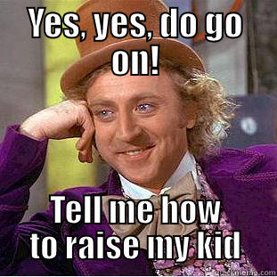 YES, YES, DO GO ON! TELL ME HOW TO RAISE MY KID Condescending Wonka