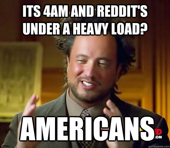 Its 4Am and Reddit's under a heavy load?  Americans  Ancient Aliens