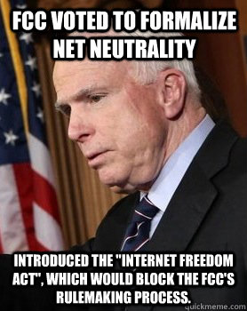 FCC voted to formalize net neutrality  Introduced the 