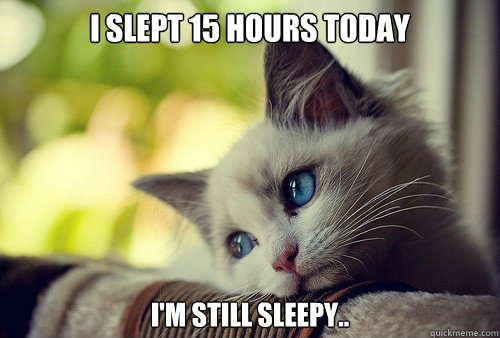 I slept 15 hours today I'm still sleepy.. - I slept 15 hours today I'm still sleepy..  First World Problems Cat