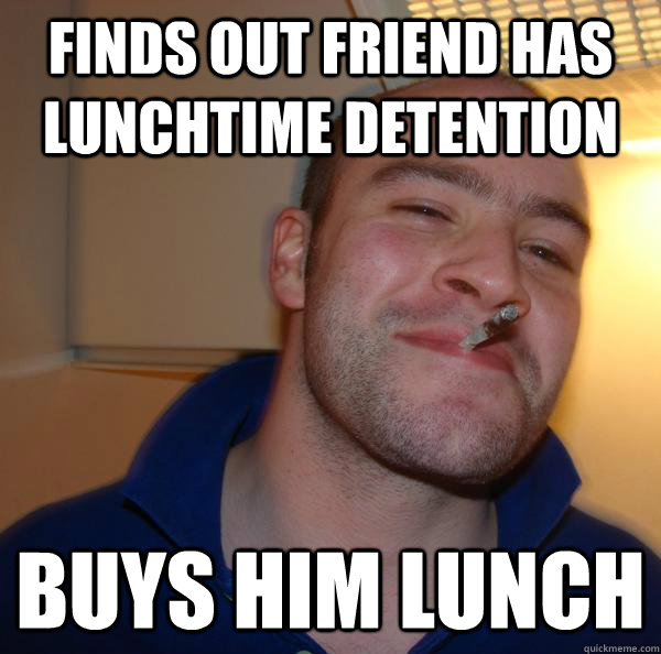 finds out friend has lunchtime detention buys him lunch - finds out friend has lunchtime detention buys him lunch  Misc