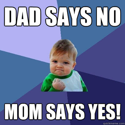 dad says no Mom says yes! - dad says no Mom says yes!  Success Kid