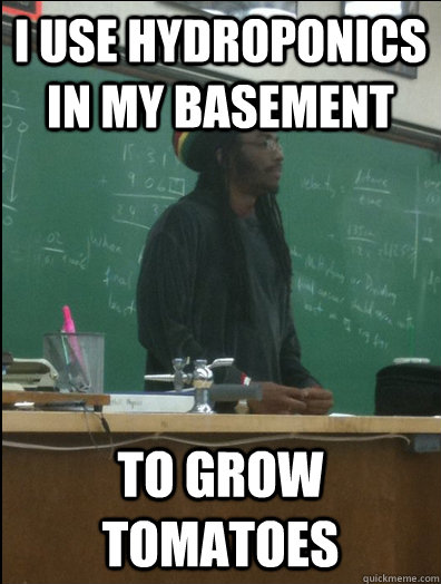 I use hydroponics in my basement to grow tomatoes  Rasta Science Teacher