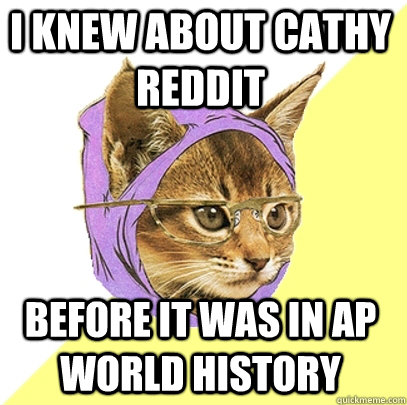 I knew about Cathy Reddit before it was in AP world History  Hipster Kitty