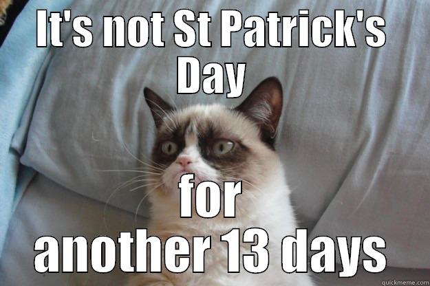 IT'S NOT ST PATRICK'S DAY FOR ANOTHER 13 DAYS Grumpy Cat