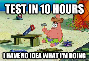 test in 10 hours I have no idea what i'm doing - test in 10 hours I have no idea what i'm doing  I have no idea what Im doing - Patrick Star