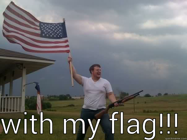 I shall claim that flagpole -   WITH MY FLAG!!! Overly Patriotic American