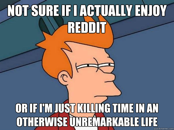 Not sure if I actually enjoy Reddit Or if I'm just killing time in an otherwise unremarkable life - Not sure if I actually enjoy Reddit Or if I'm just killing time in an otherwise unremarkable life  Futurama Fry