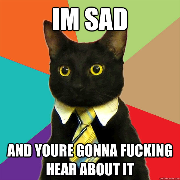 IM SAD AND YOURE GONNA FUCKING HEAR ABOUT IT - IM SAD AND YOURE GONNA FUCKING HEAR ABOUT IT  Business Cat