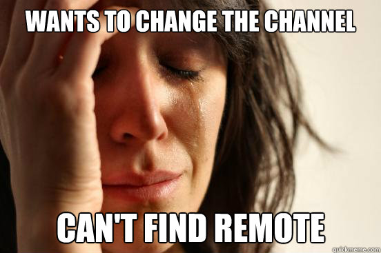 Wants to change the channel Can't find remote  First World Problems