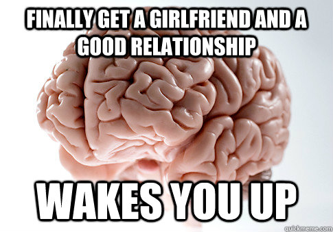 Finally get a girlfriend and a good relationship Wakes you up - Finally get a girlfriend and a good relationship Wakes you up  Scumbag Brain