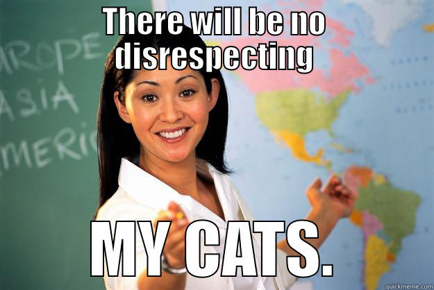 THERE WILL BE NO DISRESPECTING MY CATS. Unhelpful High School Teacher