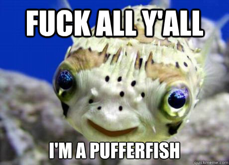 fuck all y'all i'm a pufferfish  Polite Laugh Pufferfish