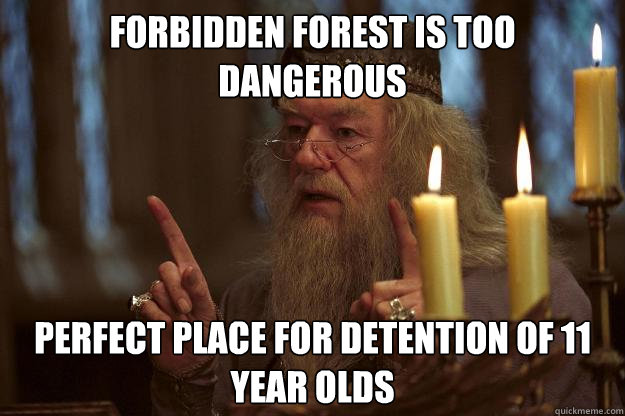Forbidden Forest is too dangerous Perfect place for detention of 11 year olds - Forbidden Forest is too dangerous Perfect place for detention of 11 year olds  Scumbag Dumbledore