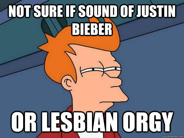 not sure if sound of justin bieber or lesbian orgy   Futurama Fry