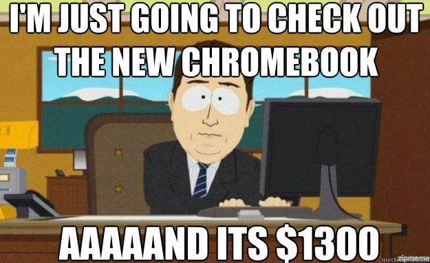 I'm just going to check out the new Chromebook aaaaand its $1300 - I'm just going to check out the new Chromebook aaaaand its $1300  aaaand its gone