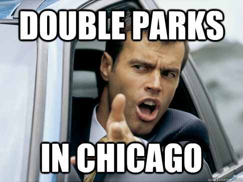 double parks in chicago  Asshole driver