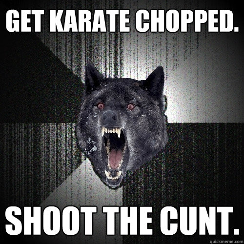 GET KARATE CHOPPED. SHOOT THE CUNT.   Insanity Wolf