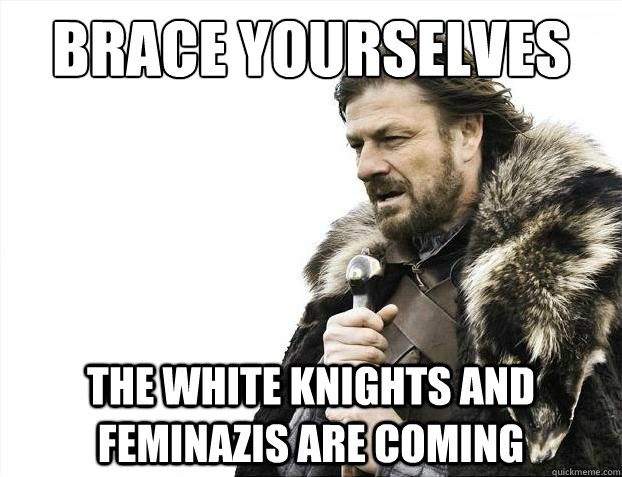 Brace yourselves The white knights and Feminazis are coming  Brace Yourselves - Borimir