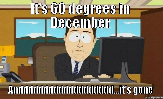 IT'S 60 DEGREES IN DECEMBER ANDDDDDDDDDDDDDDDDDDD...IT'S GONE aaaand its gone