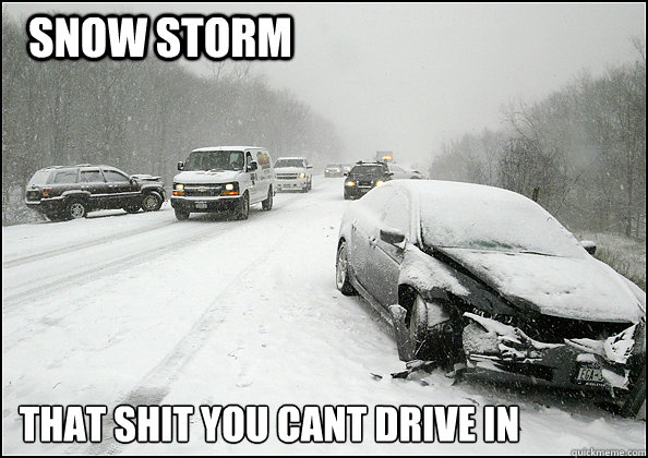 snow storm that shit you cant drive in  