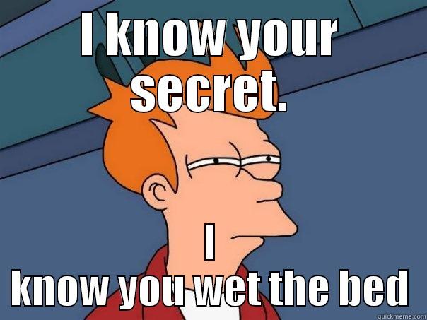 I KNOW YOUR SECRET. I KNOW YOU WET THE BED Futurama Fry