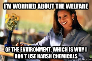 I'm worried about the welfare of the environment, which is why I don't use harsh chemicals  Junk in the Trunk