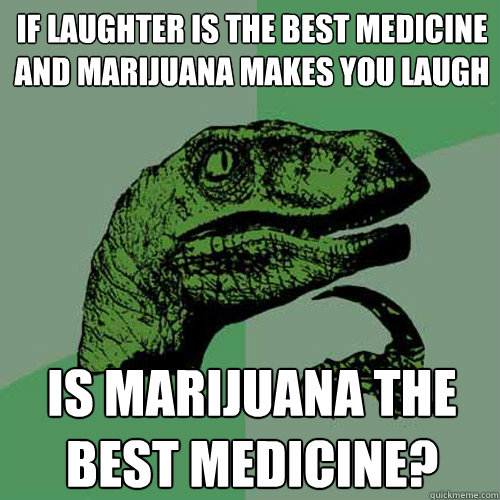 If laughter is the best medicine and marijuana makes you laugh is marijuana the best medicine?  Philosoraptor