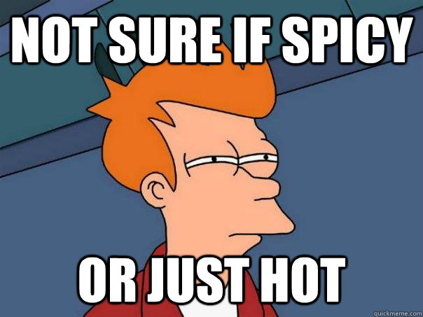 not sure if spicy or just hot  Futurama Fry