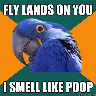 Fly lands on you I smell like poop  Paranoid Parrot