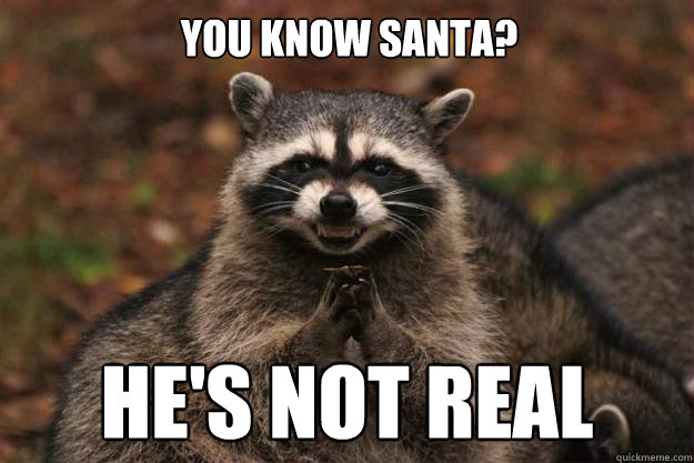You know Santa?  He's Not Real  Evil Plotting Raccoon