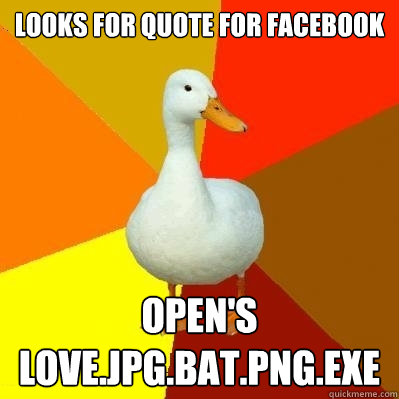 looks for quote for facebook open's love.jpg.bat.png.exe  Tech Impaired Duck