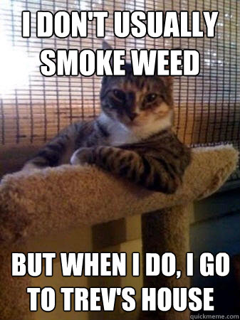 I don't usually smoke weed but when I do, I go to trev's house  The Most Interesting Cat in the World