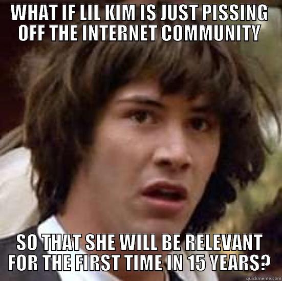 WHAT IF LIL KIM IS JUST PISSING OFF THE INTERNET COMMUNITY SO THAT SHE WILL BE RELEVANT FOR THE FIRST TIME IN 15 YEARS? conspiracy keanu