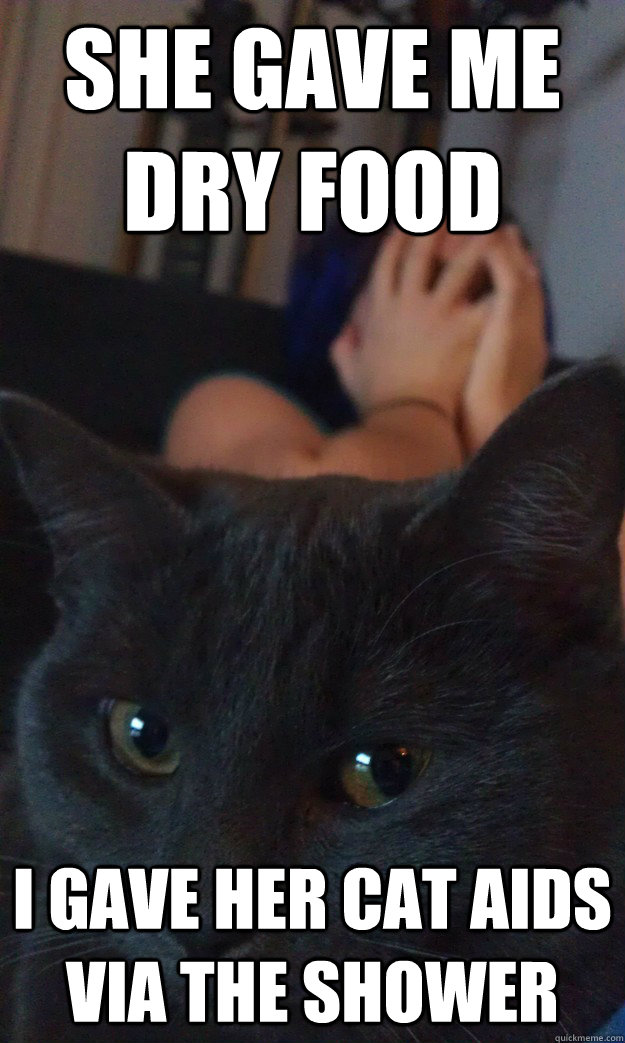 She gave me dry food I gave her cat AIDS via the shower - She gave me dry food I gave her cat AIDS via the shower  Domestic violence pussy